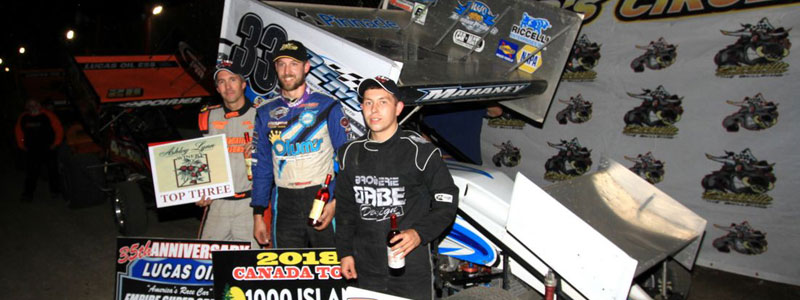 Mike Mahaney Masters Brockville Ontario Speedway for Second Career Lucas Oil Empire Super Sprint Win
